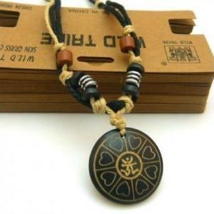 Tibet Bone Hum Character Amulet Necklace